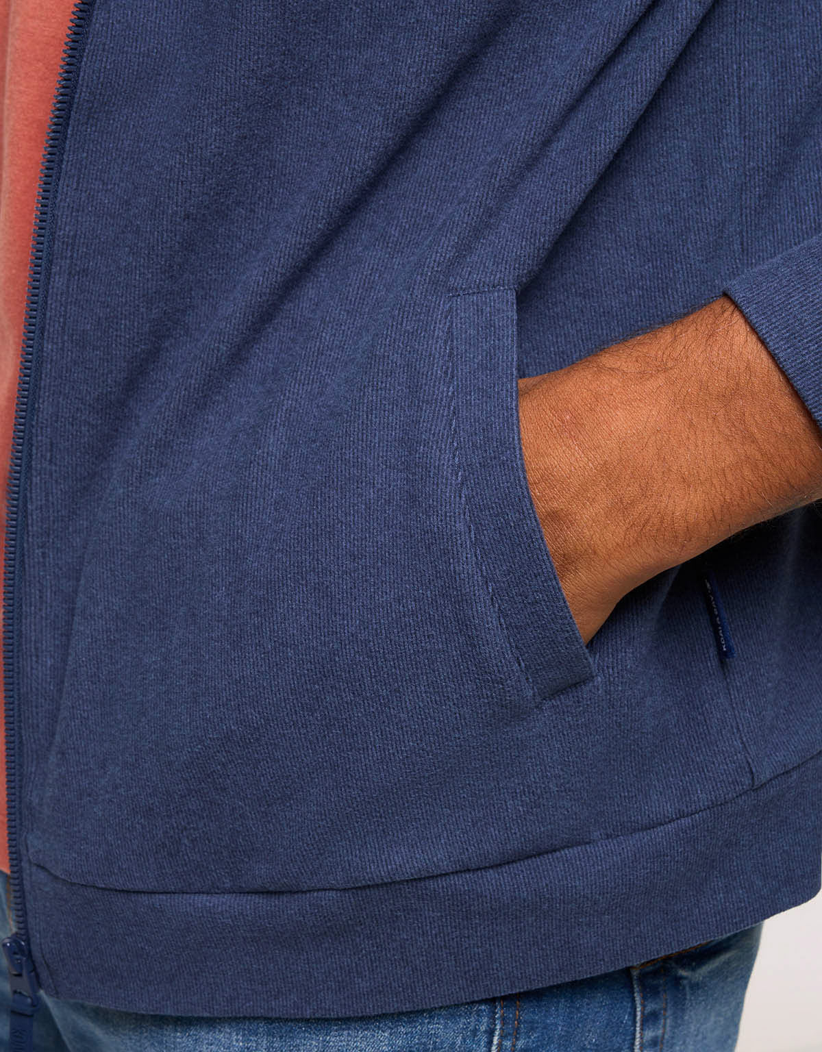 Navy Blue Zip-Up Sweatshirt - Mosito