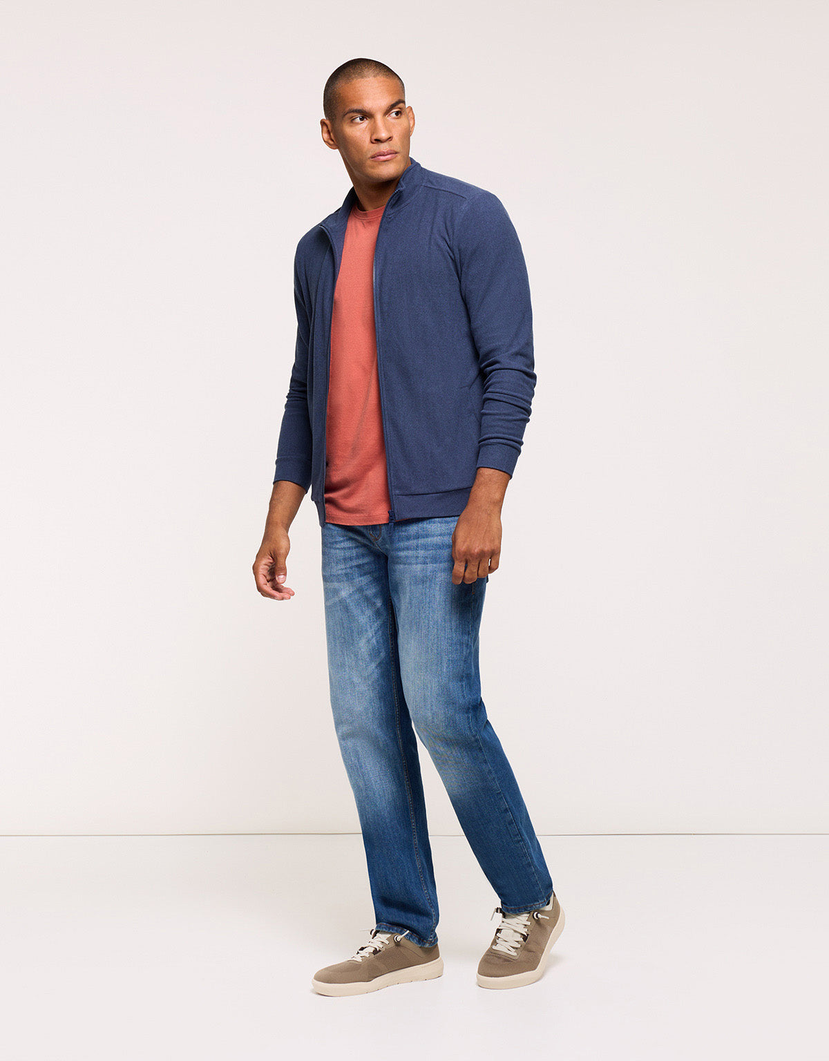 Navy Blue Zip-Up Sweatshirt - Mosito