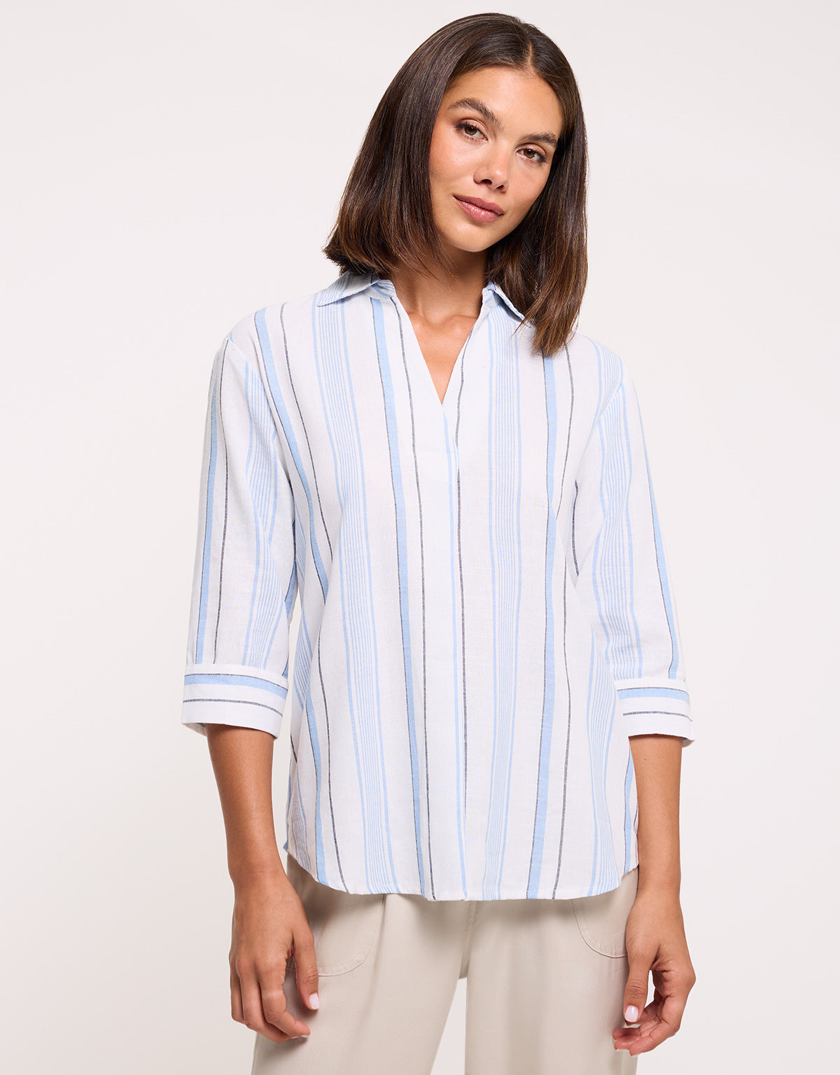 Camisa Media Manga Azul - Sawira