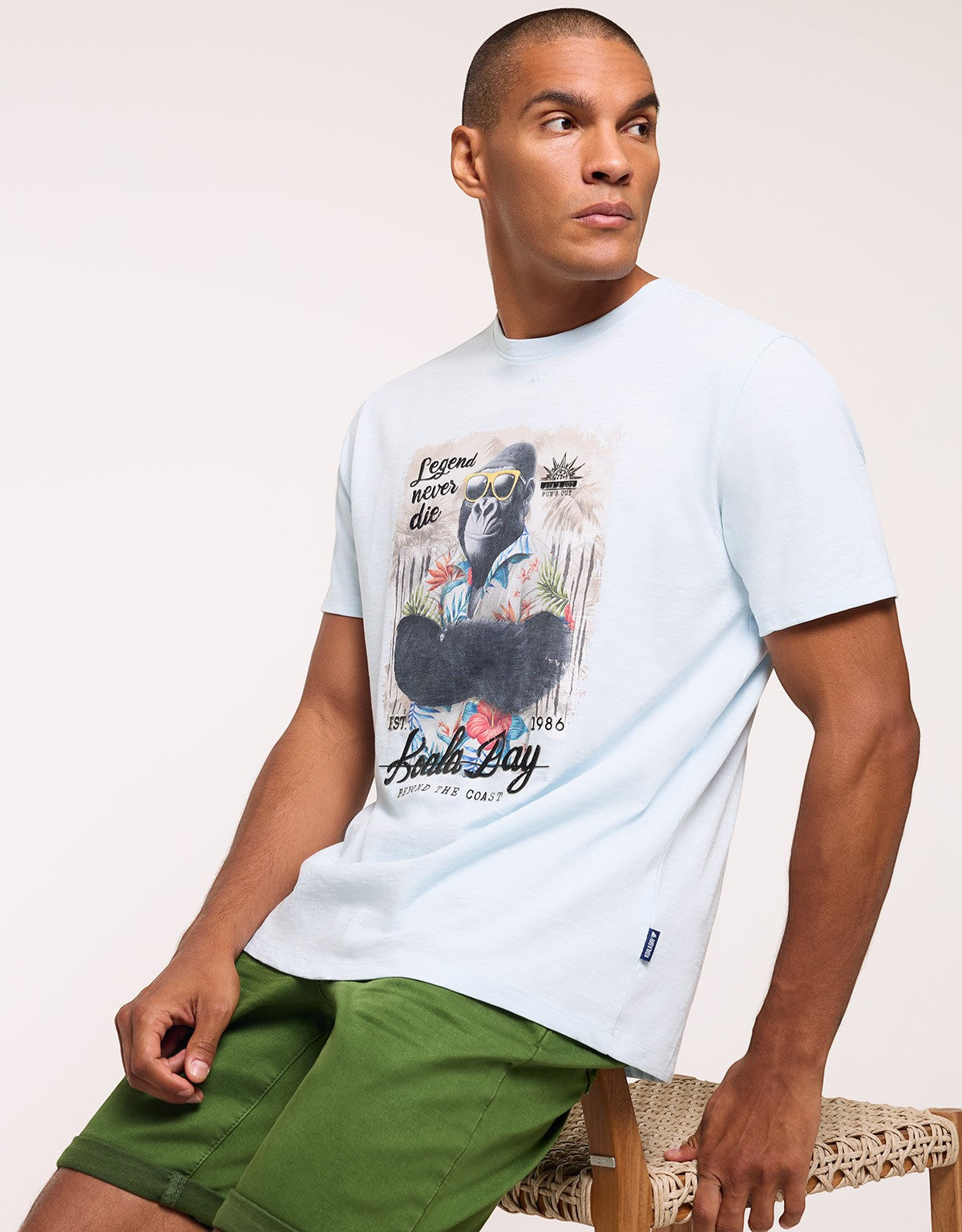 Light Blue Short-Sleeve T-Shirt - Gorileng