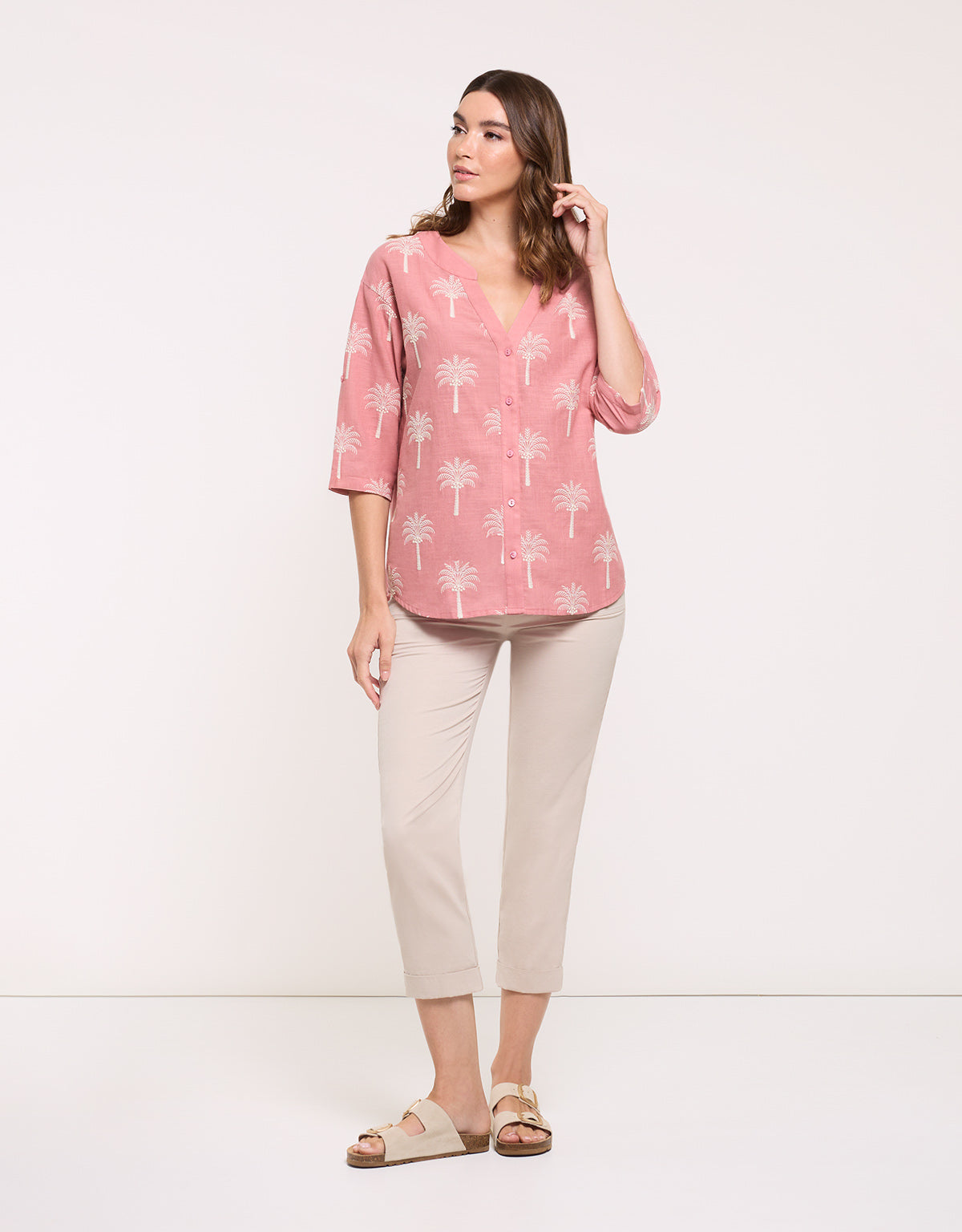 Pink Embroidered Print Shirt - Australis