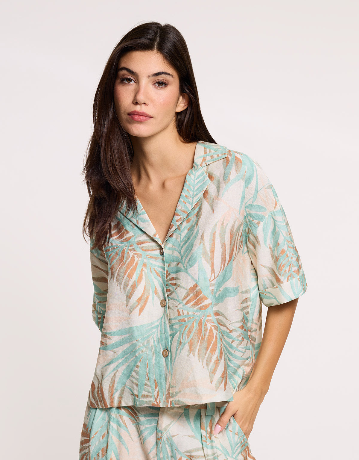 Camisa Manga Media Beige - Poetina 2