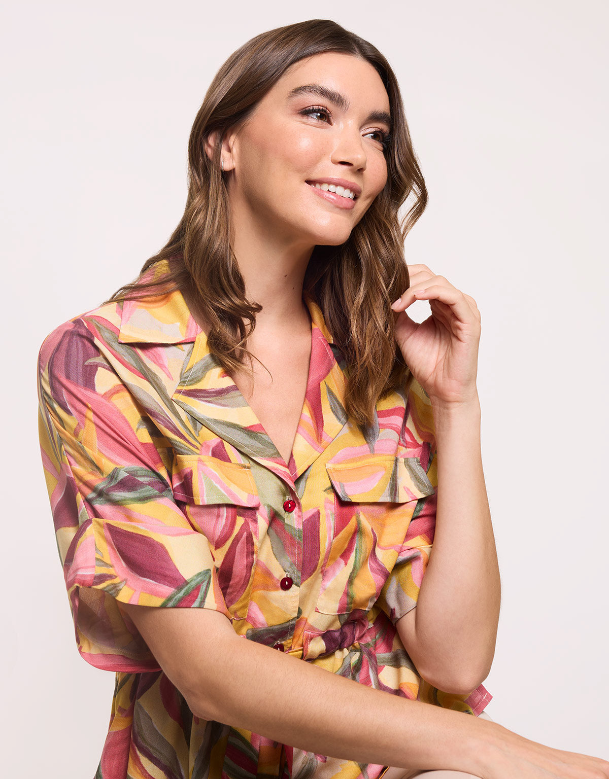 Multicolour Short-Sleeve Blouse - Mistyque