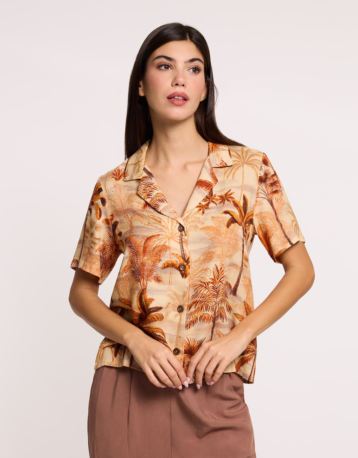 Orange Fluid Short-Sleeve Shirt - Palmi