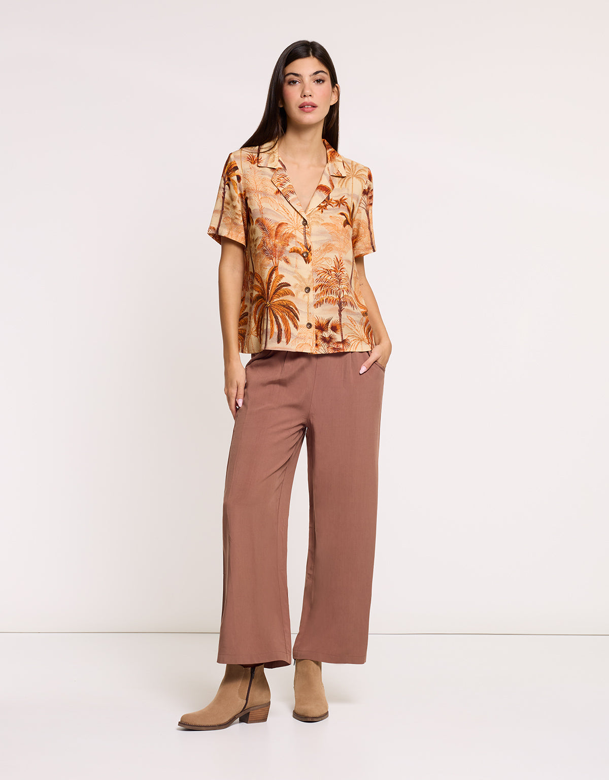 Orange Fluid Short-Sleeve Shirt - Palmi