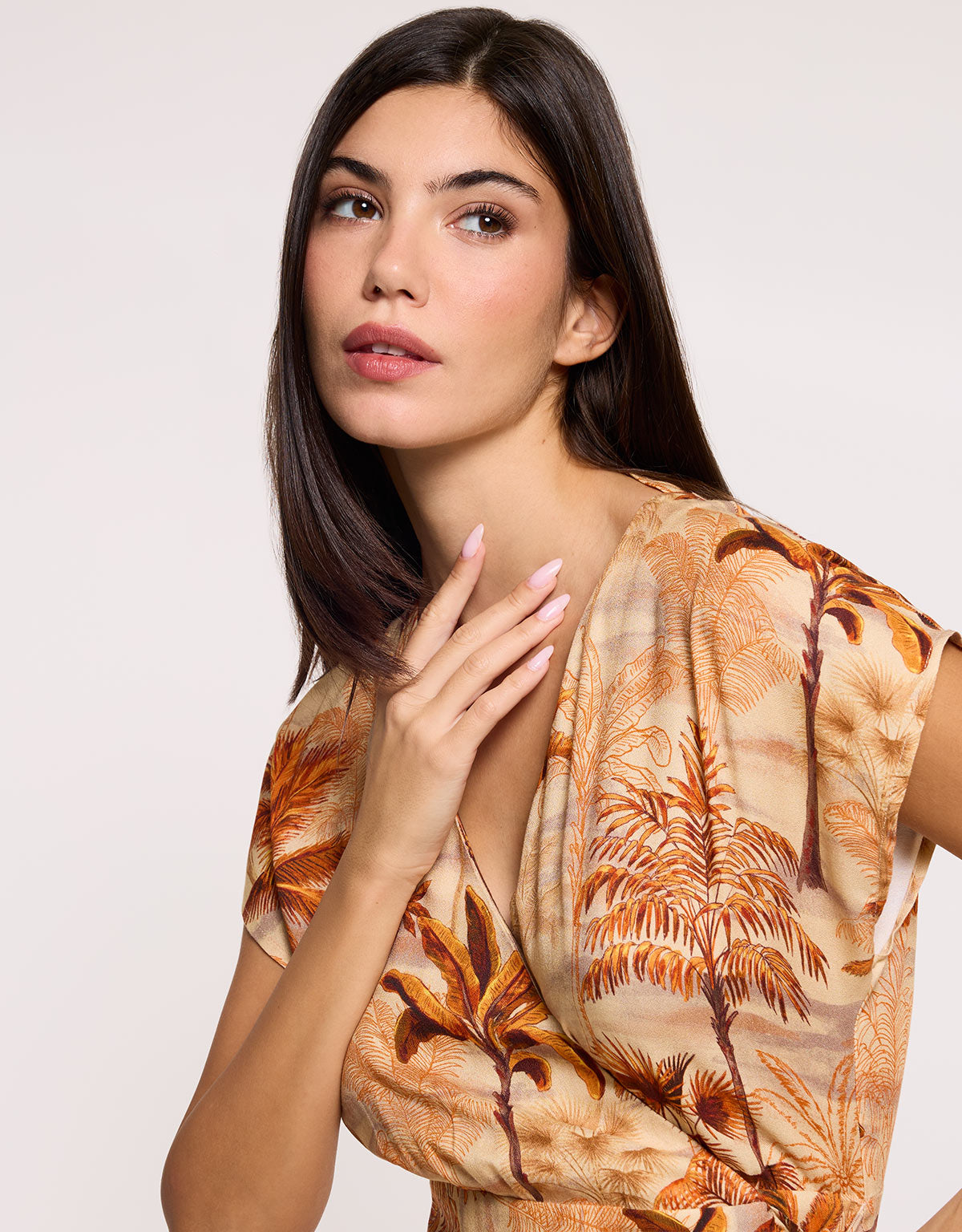 Orange Long V-Neck Dress - Palmida