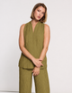 Khaki Sleeveless Blouse - Samira