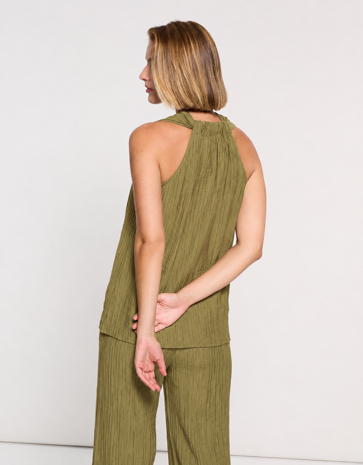 Khaki Sleeveless Blouse - Samira
