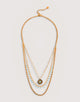 Triple Gold-Plated Stainless Steel Necklace - Medalla
