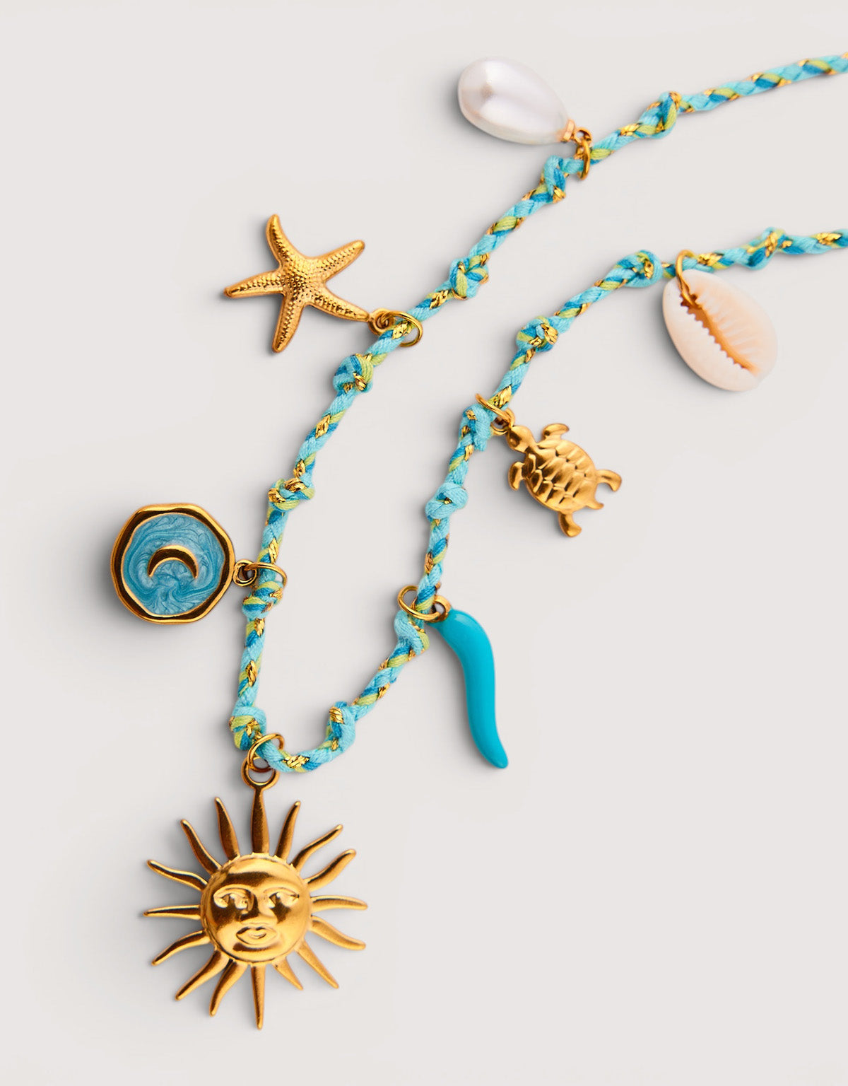 Stainless Steel Turquoise Charm Necklace - Sun