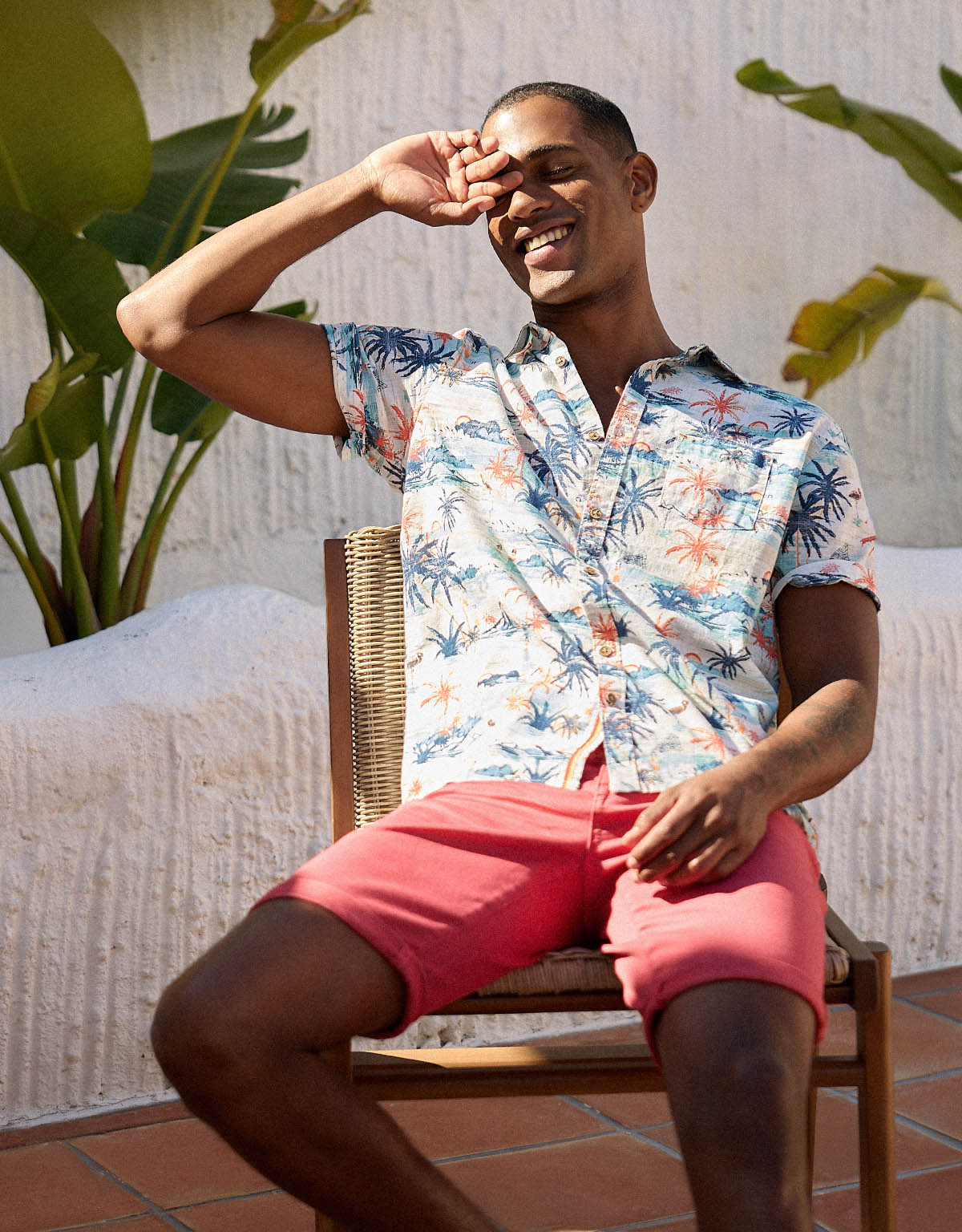Tropical Short Sleeve Shirt White - Omen