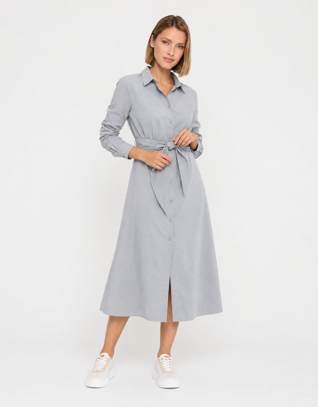 Long Grey Shirt Dress - Verona