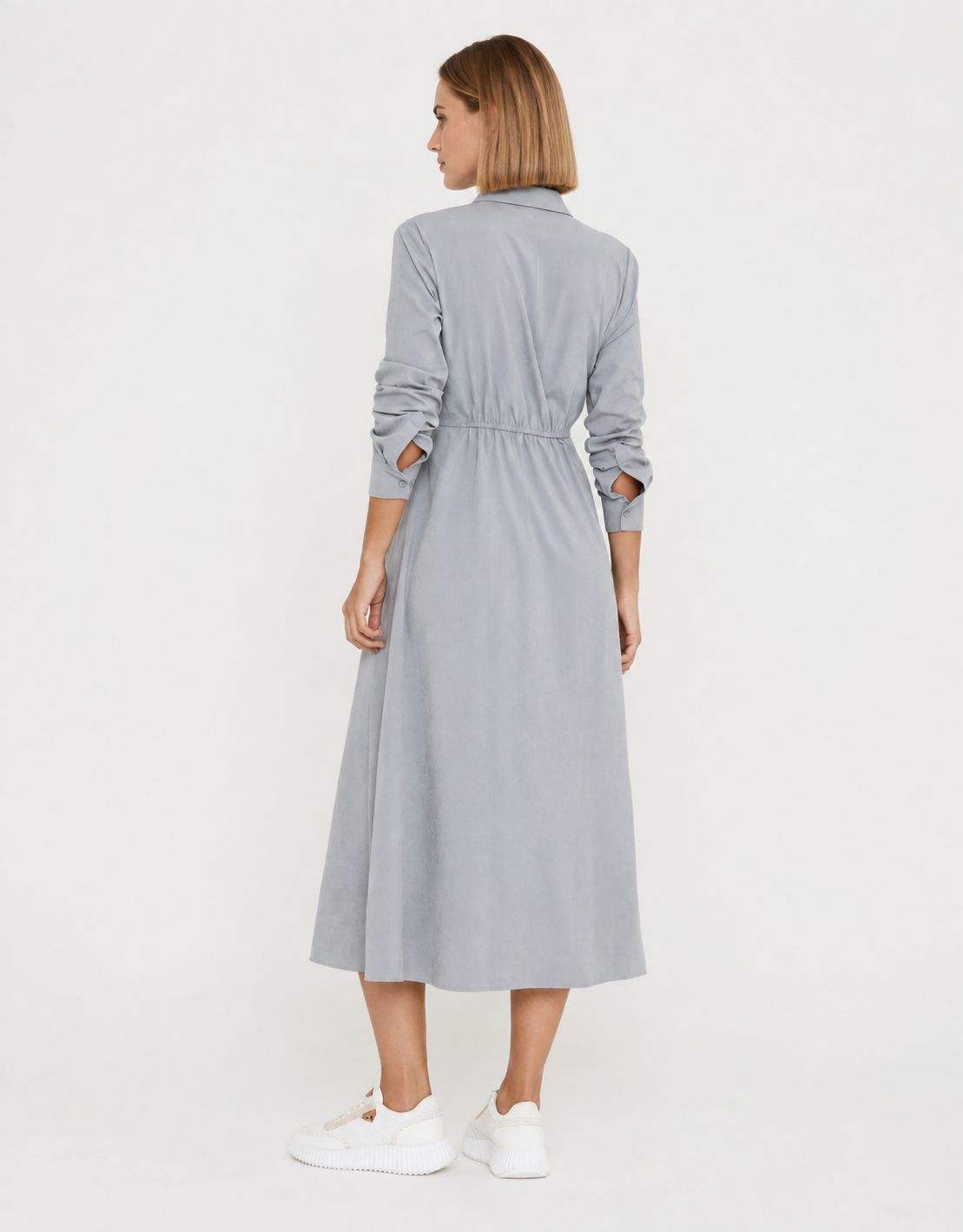 Long Grey Shirt Dress - Verona