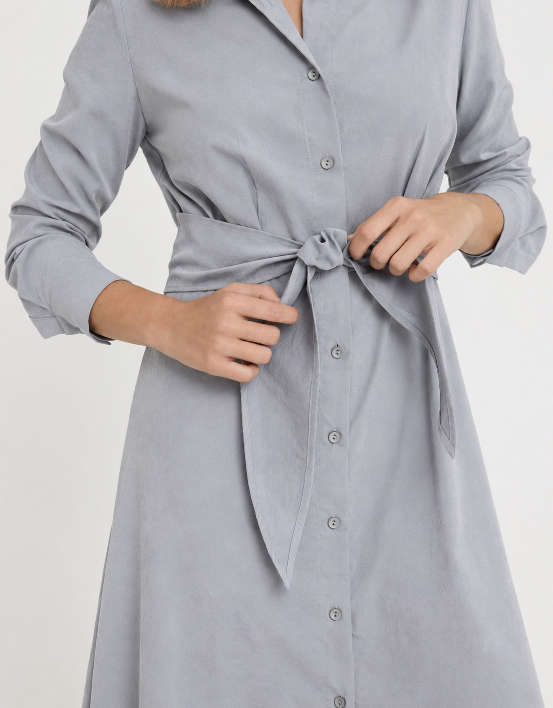 Long Grey Shirt Dress - Verona