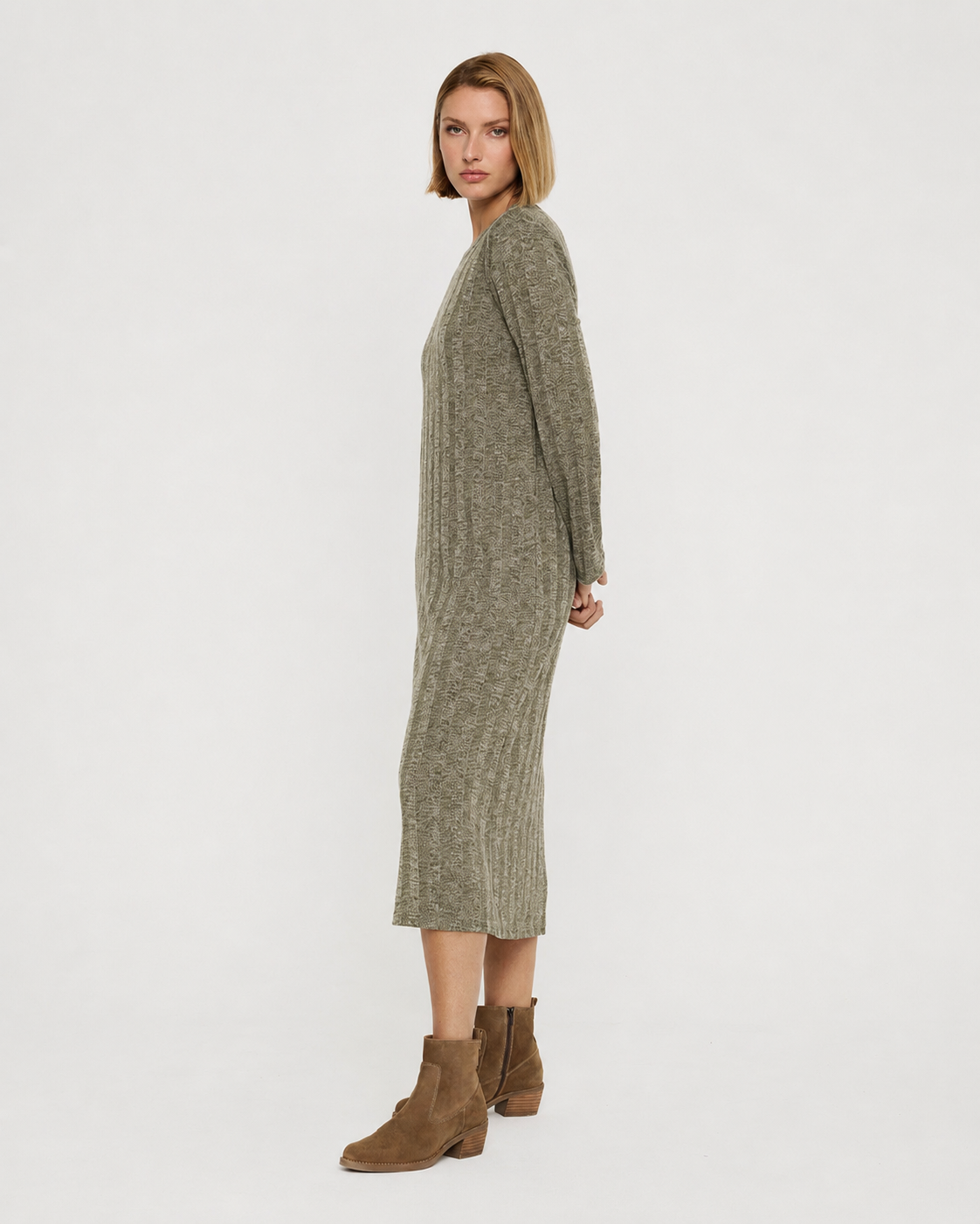 Long Rib Sleeve Dress - Tidae