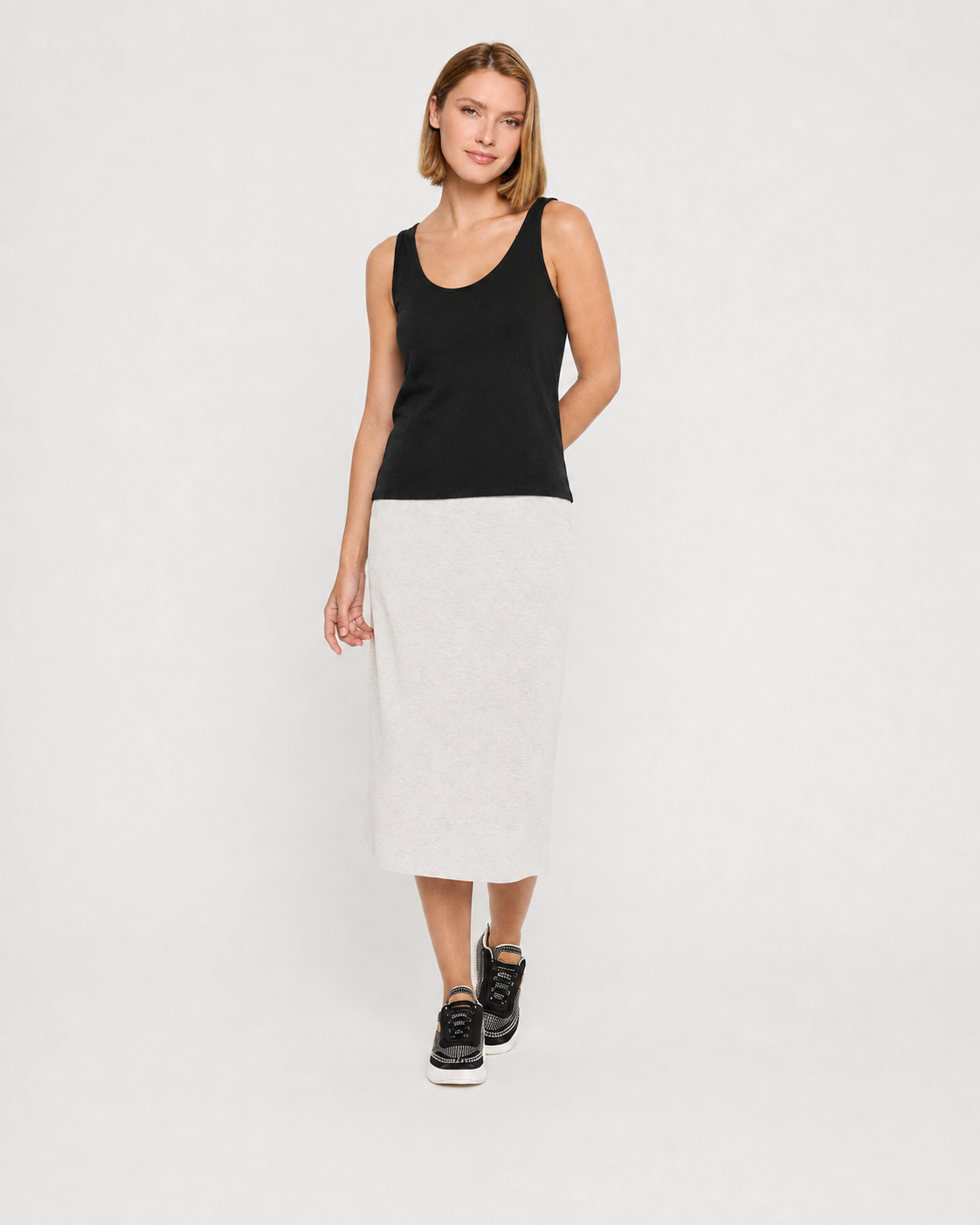 Grey Midi Skirt - Rovium