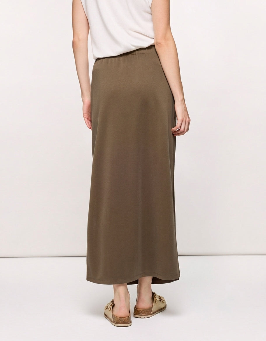 Khaki Midi Skirt - Claudinasa