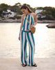 Pantalón Largo Turquesa Rayas - Doven